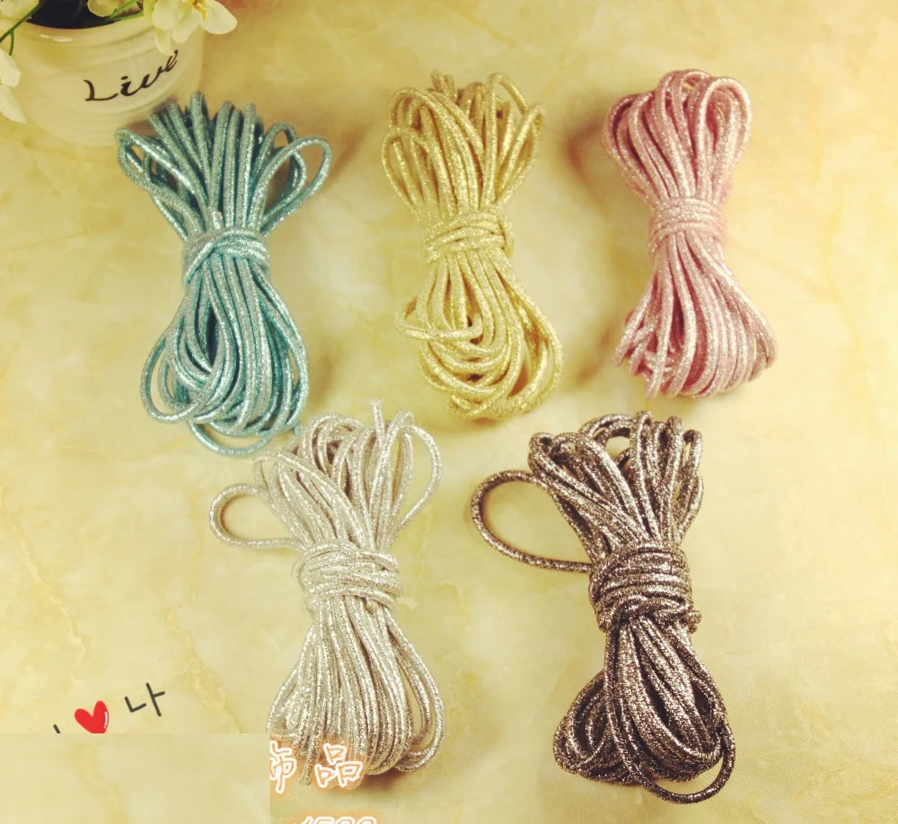 

3mm Rope 5 different Metallic color Elastic rubber band elastic hair band DIY handmade jewelry materials