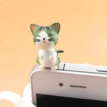 Прекрасный 3D зеленый кот Чи мобильный телефон, Ушная пробка, пробка для наушников, анти-разъем, Пылезащитная Заглушка для всех 3,5 мм, отверстие для наушников