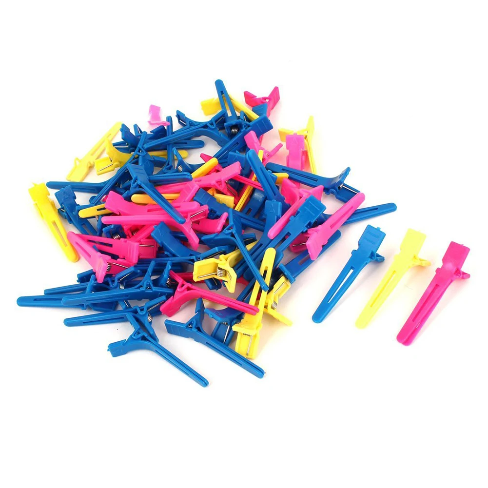 Plastic Spring Loaded Barber Shop Salon Hair Clip 55 65PCS Random Color