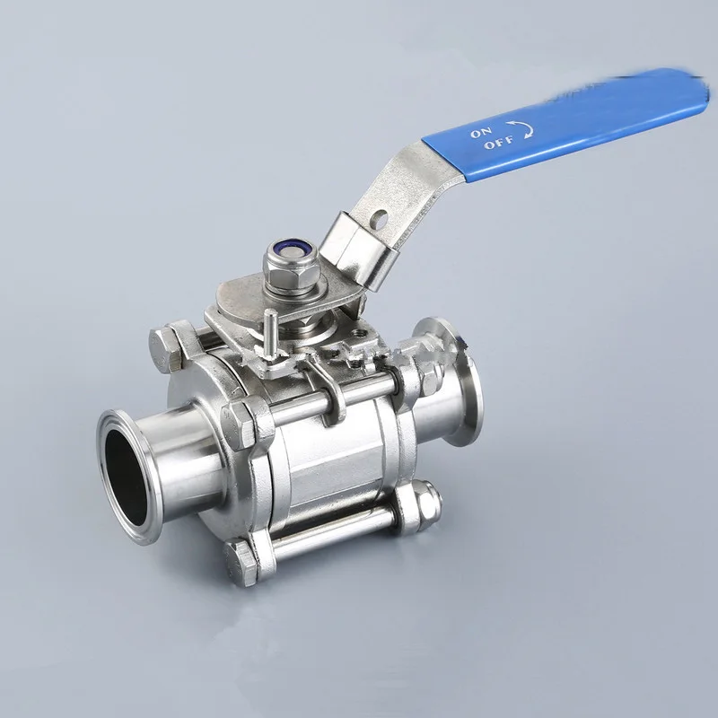 

1PCS 1.5" Pipe OD:38MM Sanitary Stainless Steel 3 Piece Ball Valve SS304 Tri Clamp PTFE Ferrule OD 50.5mm
