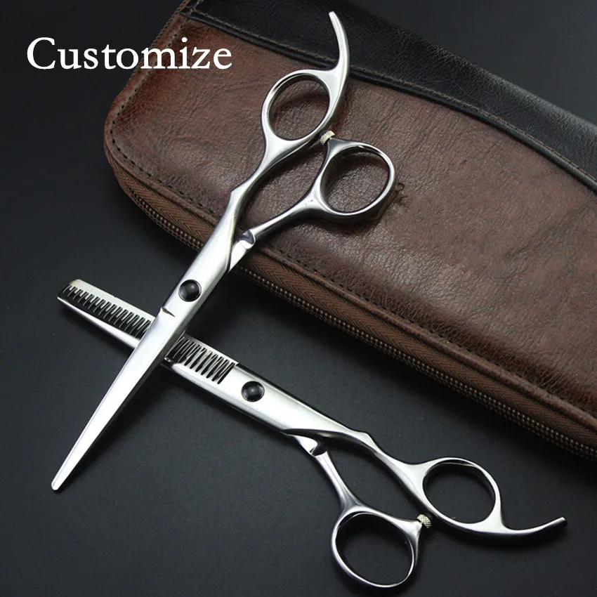 Customize New Matt Black 6 Inch 440c Hair Cut Scissors Set Cutting
