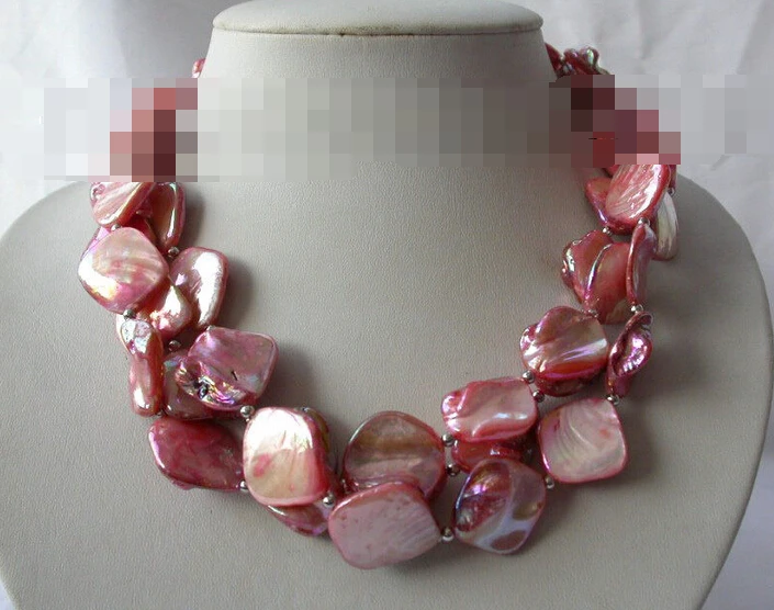 

FREE SHIPPING>>>@@ > 0512 3strands baroque pink shell pearl necklace