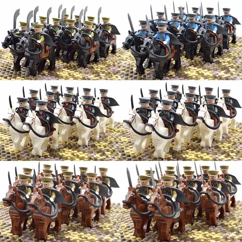 Comprar WW2 oficiales militares caballo de guerra francia italia alemán Japón EE. UU. Reino Unido China Rusia soldados bloques de construcción juguetes para niños