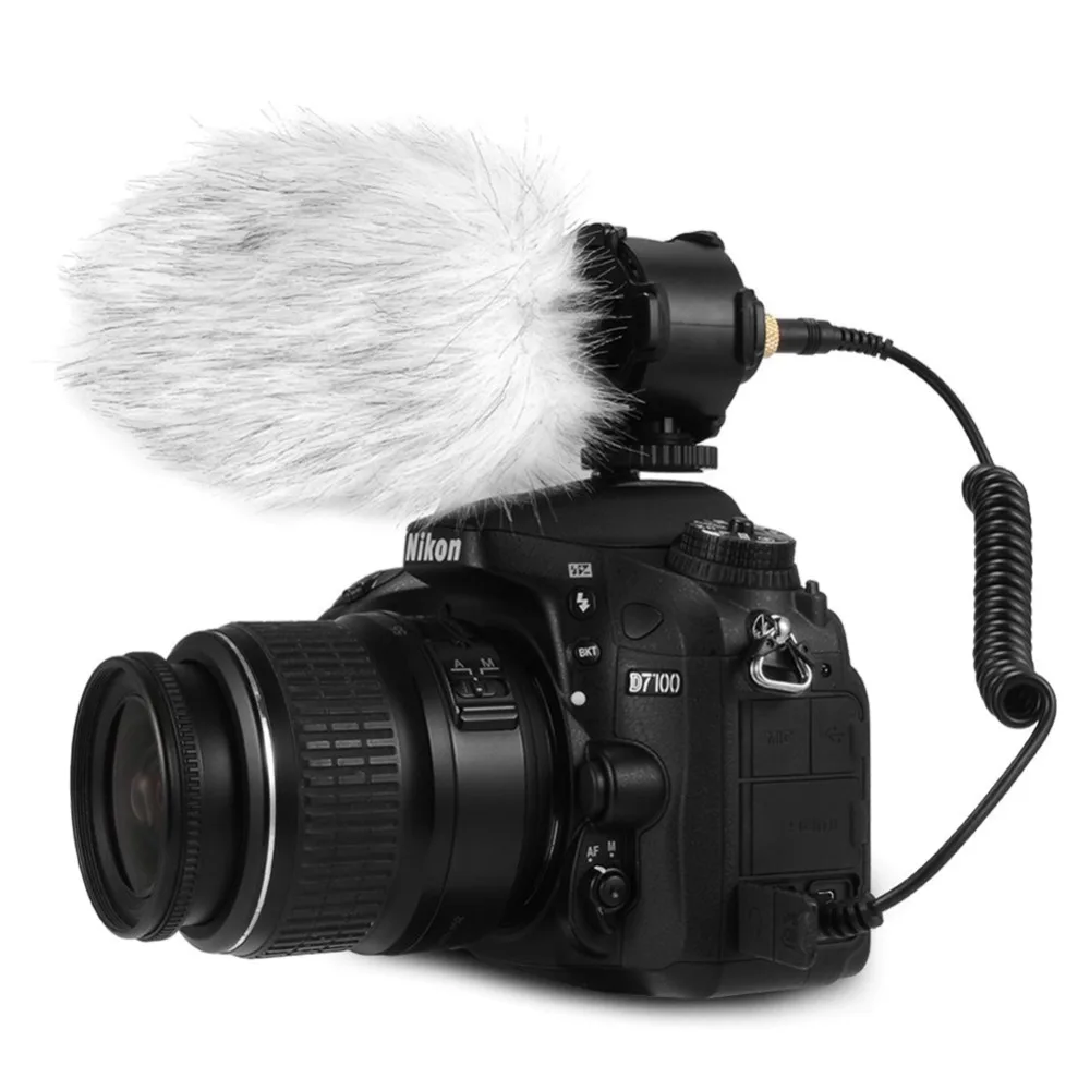

Professional Microphone Stereo Condenser Microphone mic with Shock Mount for DSLR cameras Camcorders Audio recorders