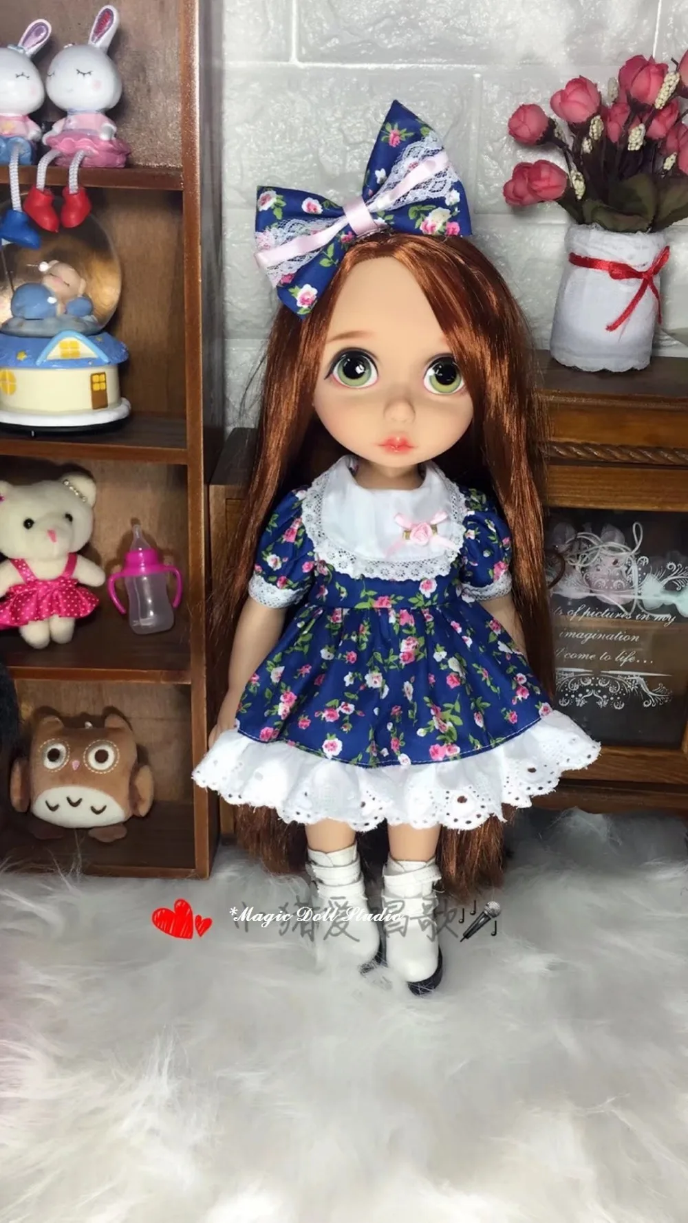 [DY156] Новое 1" Кукольное платье принцессы# платье с цветочным принтом и комплект для волос, подходит для 16 дюймов, модные кукольные наряды для розничной продажи