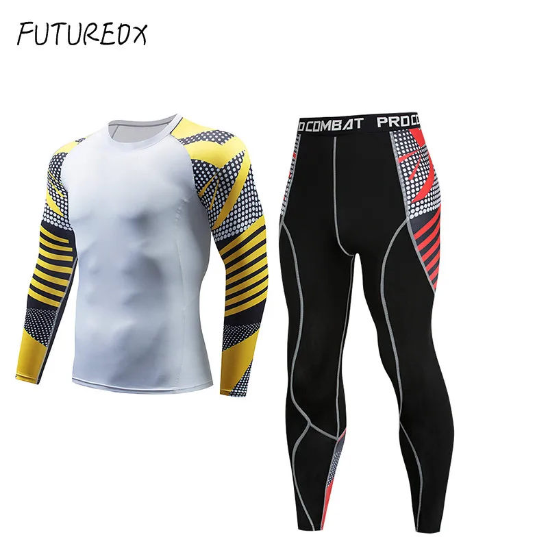 

2018 New Compression Men's Sport Suits Quick Dry Running sets Clothes Sports Joggers Training Fitness Tracksuits Running Set