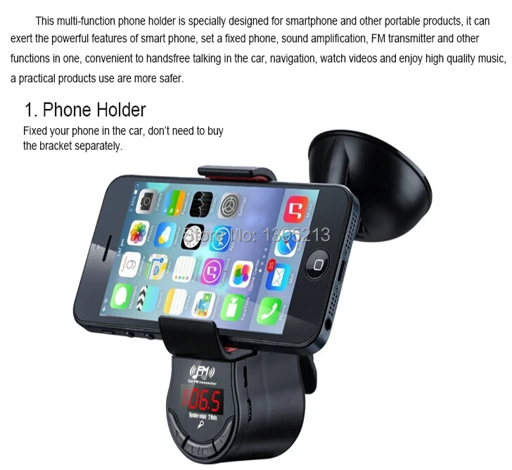YUANMINGSHI Handsfree Bluetooth автомобильный комплект fm-передатчик MP3 аудио плеер с автомобильным держателем на присоске крепление для мобильного телефона gps