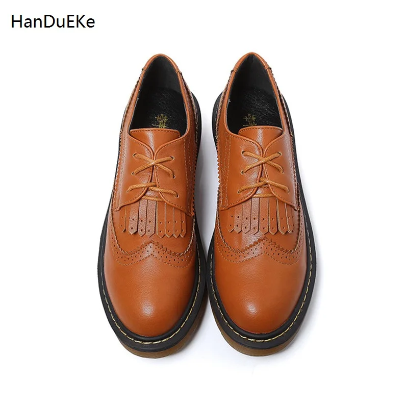 2017 autumn winter brogue vintage women oxford shoes british style