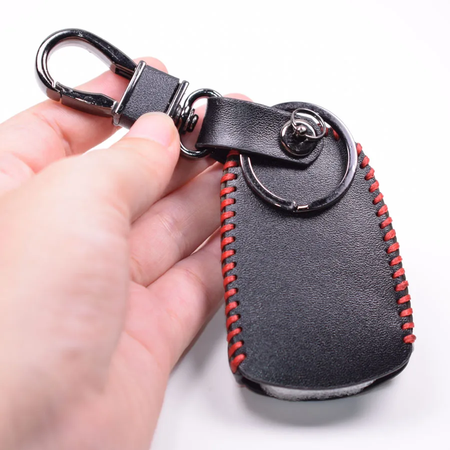 

Leather Car Smart Key Remote Keychain Ring Holder Cover Shell Case Bag 5 Buttons For Cadillac ATS-L CTS SLS SRX New XTS
