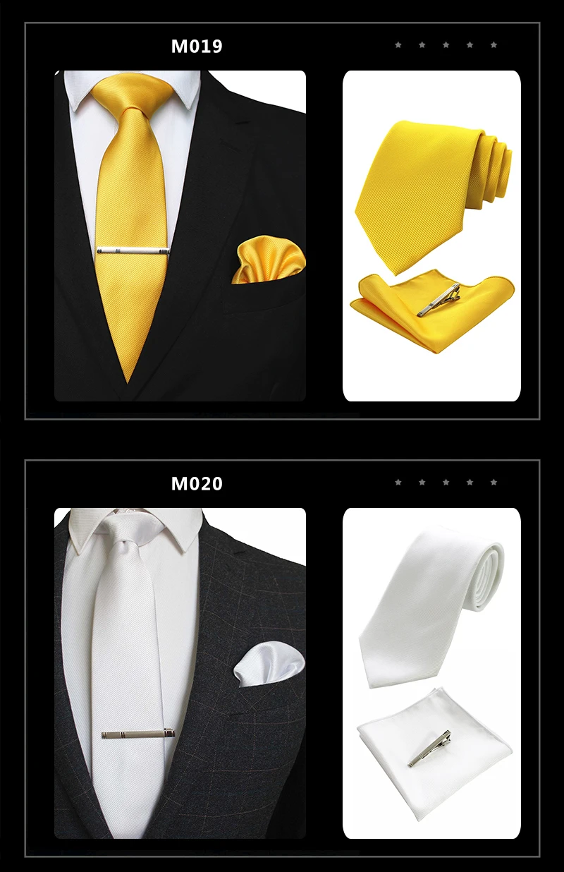 KAMBERFT классический сплошной цвет формальный галстук и карманный квадратный платок зажим для галстука наборы галстуков для мужчин бизнес свадьба Gravatas