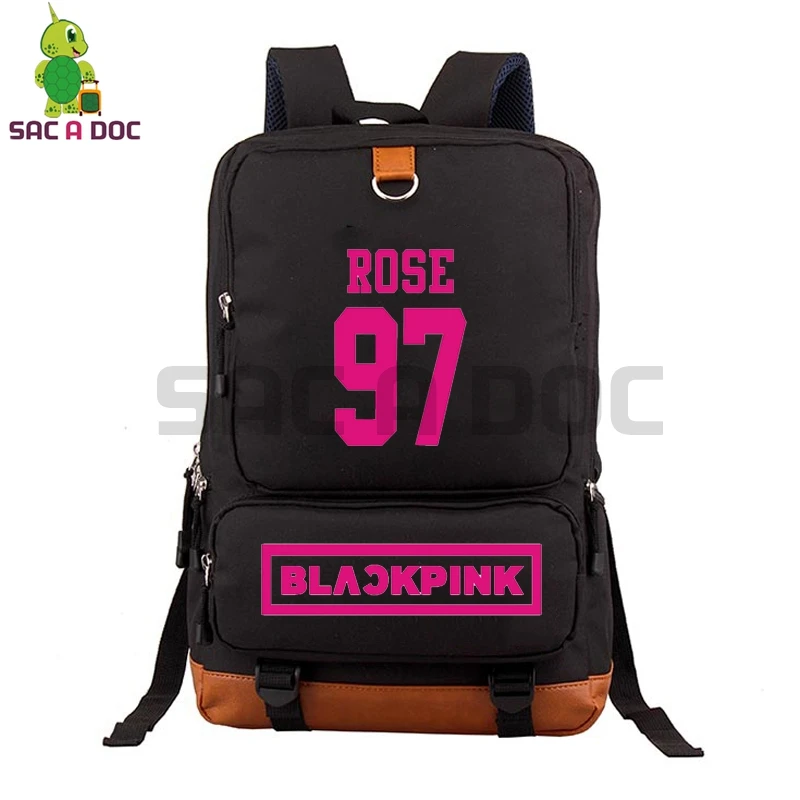 Kpop Blackpink ROSE Lisa Backpack Canvas Laptop Backpack School Bag for Teenage Girls Boys Daily