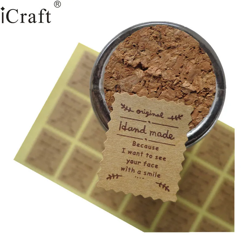 

1200pcs Vintage Kraft Seal Sticker with 'Hand made' Gift Seal Label Paper Sticker For Party Favor Gift Bag Candy Box Decor