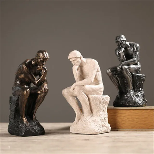 

Resin Thinker Statues Home Decor Sculpture Fine Art Male Nude Figure European Tabletop Figurine Room Desk Crafts Drop Shipping