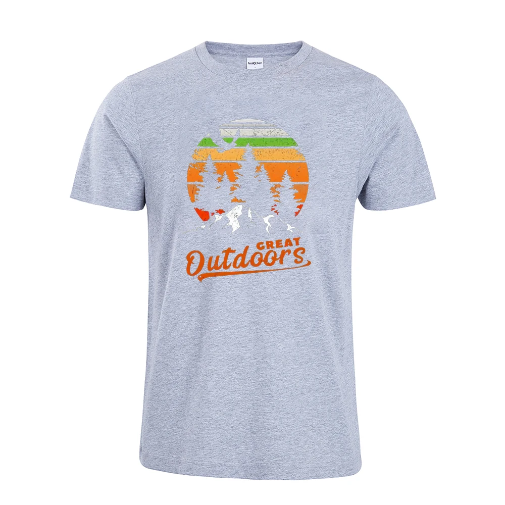 Outdoor Mountains Graphic Shirt Hiking Unisex Outdoor Nature shirt Tree Camping Vintage Summer Short Sleeve Top Tees