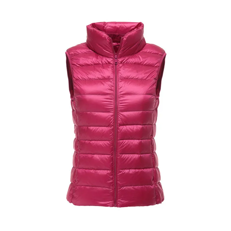 Autumn Winter Lightweight White Duck Down Vest Women O-Neck Ultra Light Warm Waistcoat Female Sleeveless Coat Puffer Jacket