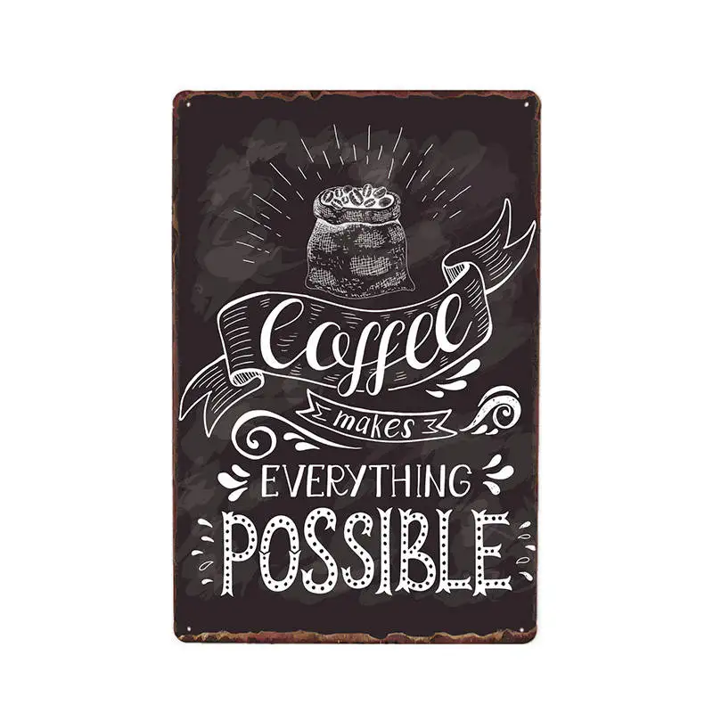 Кофе делает все возможное металлическая табличка в стиле ретро винтажная Жестяная Табличка для кафе-бара паба плакат настенная декоративная пластина 20*30 см