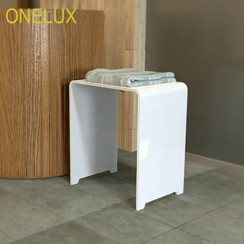 2 шт./партия) водопад прозрачный акриловый туалетный столик для ванной стул для душа, люцитовый u-образный случайный маленький столик для чая-40 Вт 30D 43 H см - Цвет: WHITE
