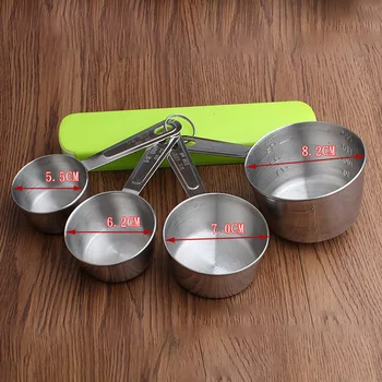 

Metal Measuring Cups And Spoons 4 Pcs/Set Stainless Steel Measuring Spoons Cups Kitchen Mesure Spoon Tools Sets For Coffee Tea