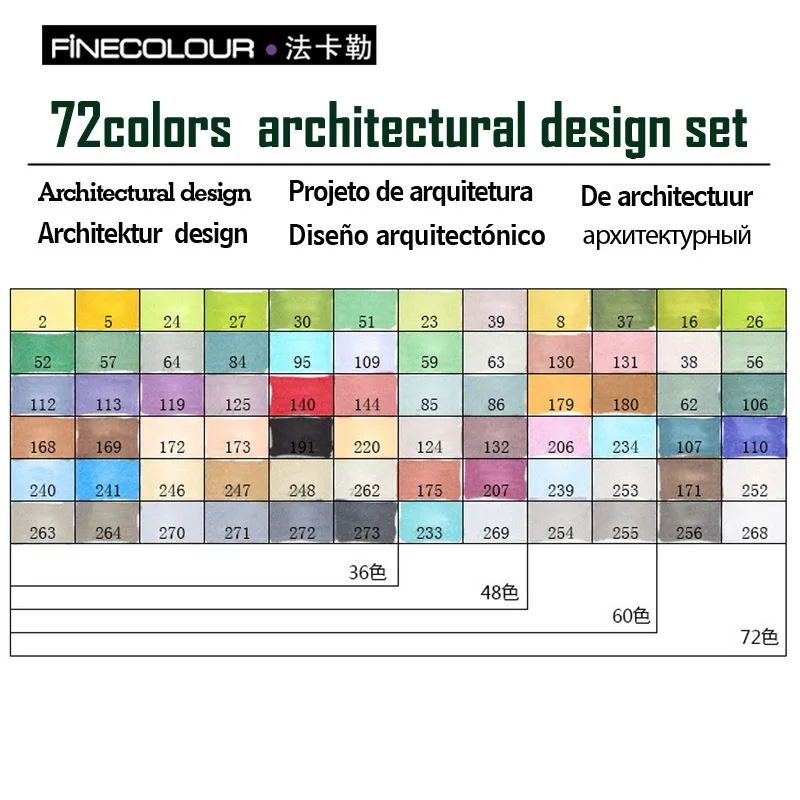 Finecolour EF101 Граффити Маркер рисунок ручки finecolor 160/72/60/48/32 компл. двойной алкоголь эскиз маркеры картина подкладке Manga - Цвет: 72 architect EF101