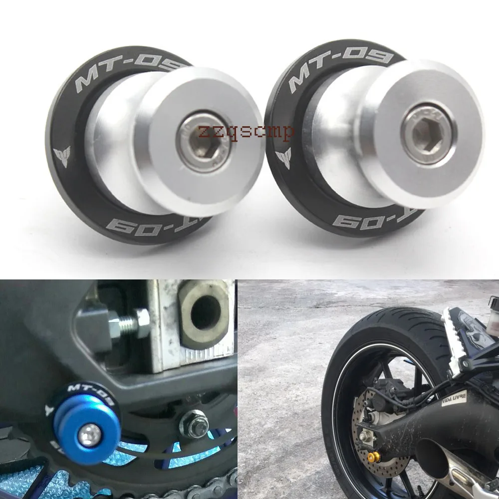 Motorcycle Swingarm Spools Slider 6mm Stand Screws For YAMAHA MT09 MT-09 FJ-09 FZ-09 2014-2015 CNC Aluminum Parts Silver | Автомобили и