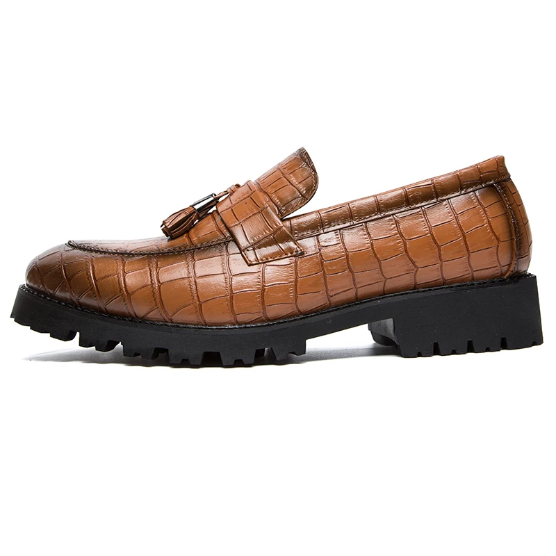 fashion snake skin platform men shoes patent leather luxury brand tassel wedding dress foowear fish brogue oxford shoes for men (1)