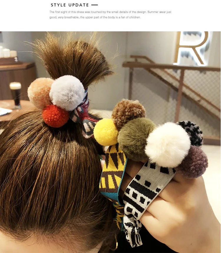 Зимние Симпатичные Hairball мяч волос веревки узел Scrunchie для женщин, девушек, детей упругие волосы резиновые ленты аксессуары заколки для волос