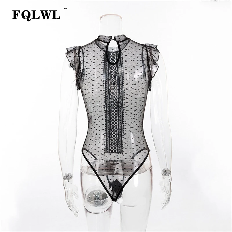 FQLWL Transparent Lace Bodysuit Sexy Top Body Femme Patchwork Bodycon Summer Jumpsuit Ruffle Sleeve Mesh Bodysuit Women Romper FQLWL Transparent Lace Bodysuit Sexy Top Body Femme Patchwork Bodycon Summer Jumpsuit Ruffle Sleeve Mesh Bodysuit Women Romper