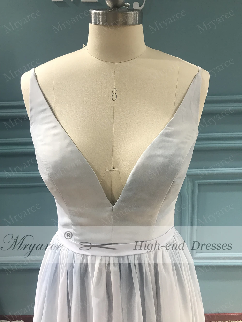 Mryarce 2019 Limited Gray and Blue Printed Silk Chiffon Wedding Dress Hand-painted Fancy Open Back Bridal Gowns  (2)