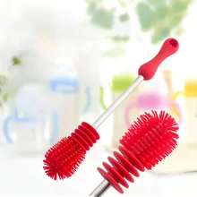Новая креативная многофункциональная силиконовая щетка для мытья бутылок Вращающаяся ручка с длинной ручкой щетка для кормления