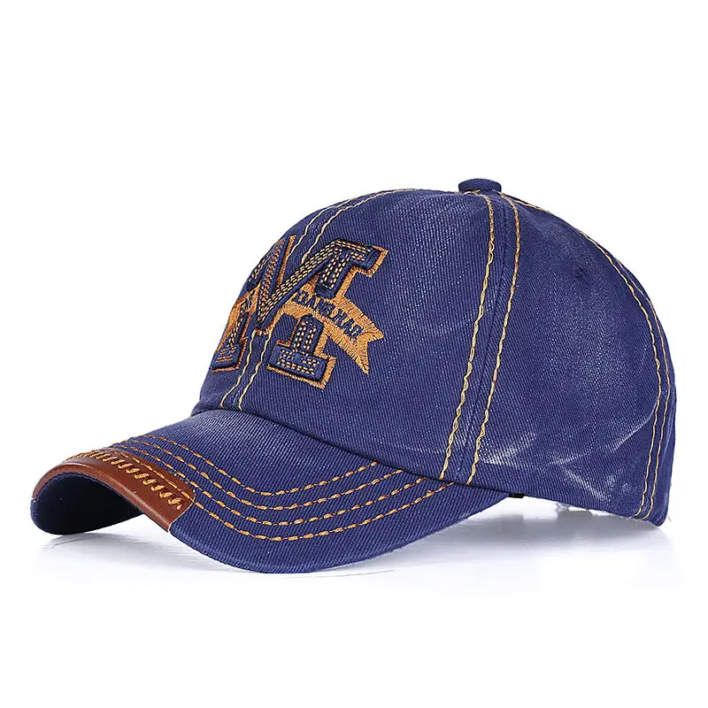 [Fetsbuy] M washed Denim SnapBack sombreros otoño verano letra M hombres béisbol Sunblock beisbol casquette ajustable CAPS