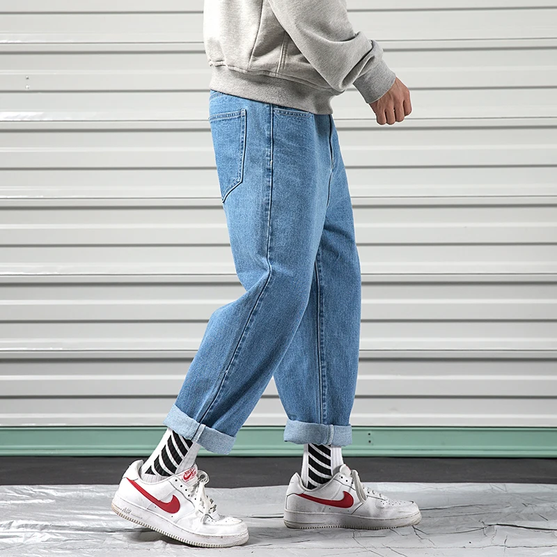 Синие Черные мужские джинсы Прямые классические базовые homme 2019 новые уличные