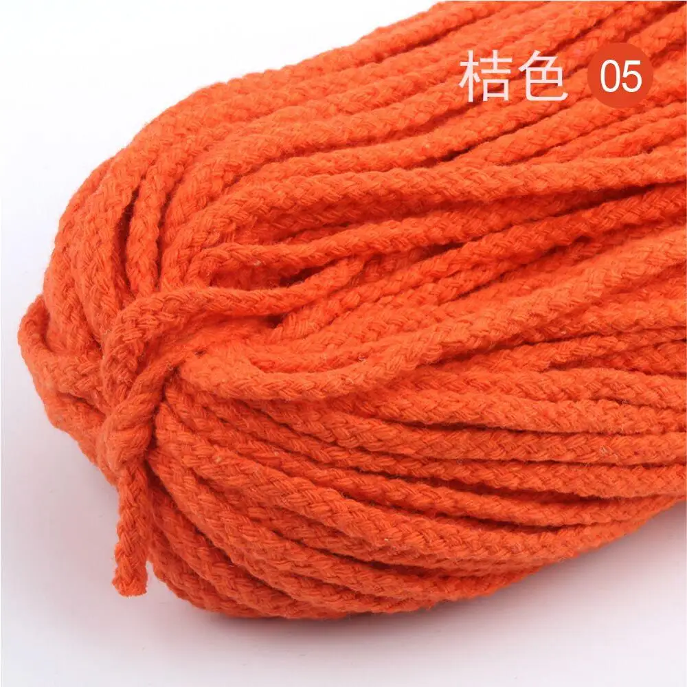 5 мм ТОЛСТЫЙ цветной декоративный скрученный шнур, чистый белый, красный, розовый, зеленый, черный вязаный шнур, Котон, декоративный шнур, 5 ярдов/лот - Цвет: 05 orange 5