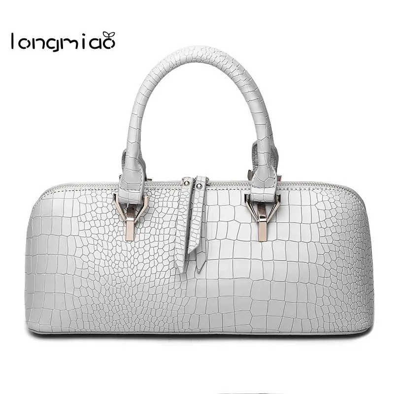 

longmiao Luxury PU Leather Women Shoulder Bags for Lady Elegant Crocodile Pattern large Capacity Boston Tote Handbags Bolsas
