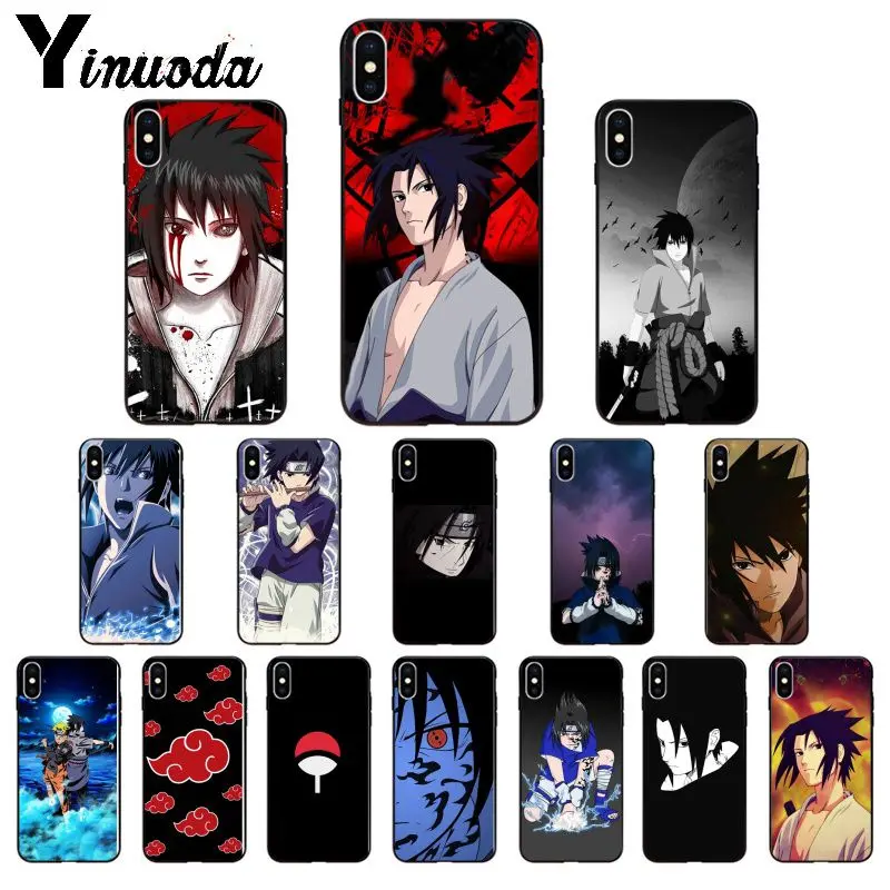 

Yinuoda Anime Naruto Sasuke Silicone TPU Soft black Phone Case for Apple iPhone 8 7 6 6S Plus X XS MAX 5 5S SE XR Cover