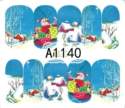 48 шт Красочные смешанные Рождество снег наклейка на ногти Водная передача Полный Обертывания маникюр Советы наклейки для ногтей Рождество блеск CHA1129-1176