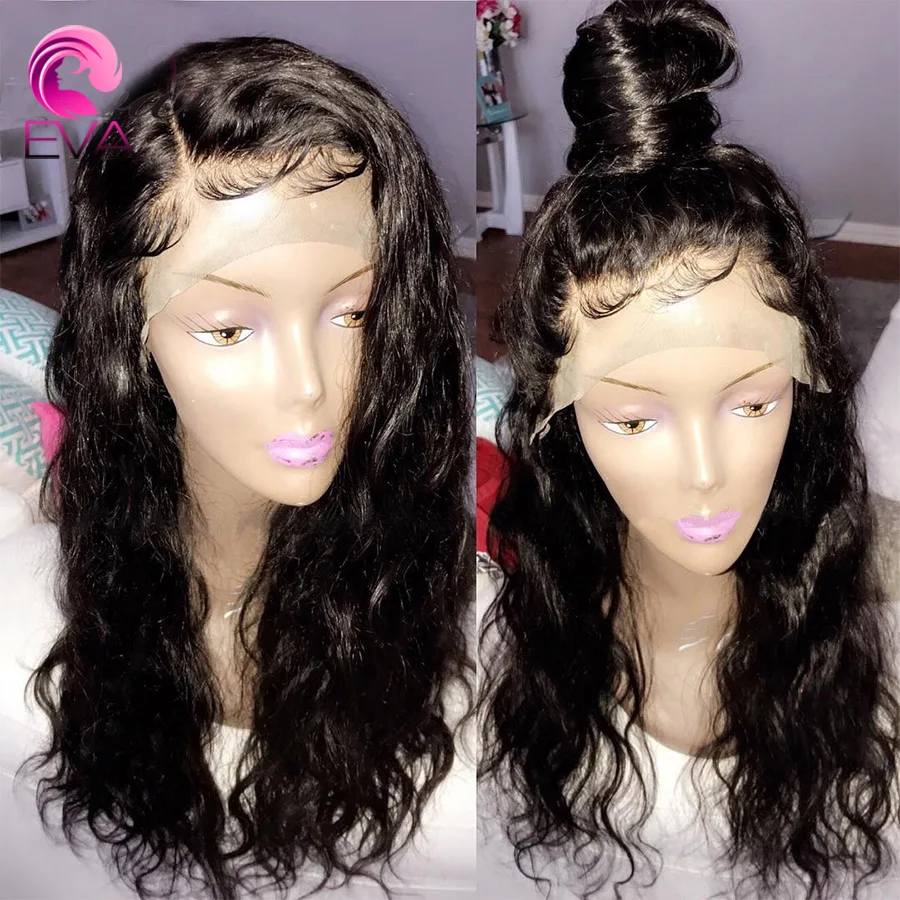 Эва волосы волнистые 250 плотность 360 синтетический фронтальный парик предварительно сорвал с волосами младенца бразильские Remy человеческие волосы парики для черных женщин