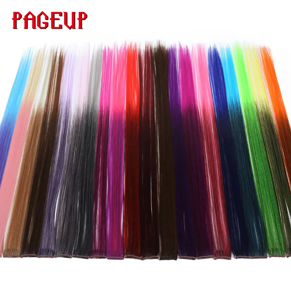 Pageup Rainbow Synthetic Hair Pieces For Women/Children Long Ombre Hairpiece Blonde Pink Clip In Hair Extensions