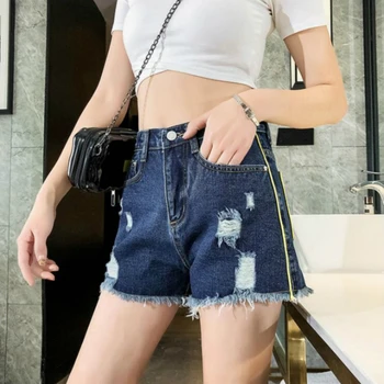 

2019 new summer Fashion casual plus size loose cotton hole female women girls brand Denim shorts clothes 79426