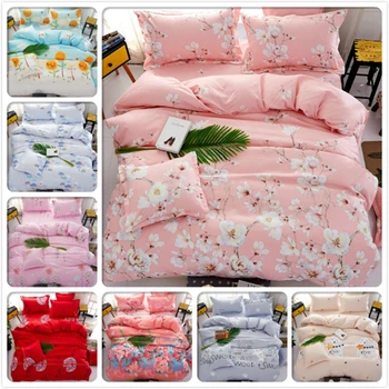 

Flower Floral Pink Bedlinens 3/4 pcs Bedding Set Kids Single Double Twin Queen King Size Quilt Duvet Cover 1.5m 1.8m 2m Bedsheet