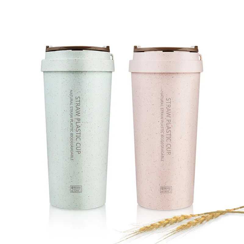 

Wheat Straw Hand Coffee Mugs Fashion Student Water Bottle Eco-Friendly Drinkware Portable Travel Mug for Car 400ml&500ml