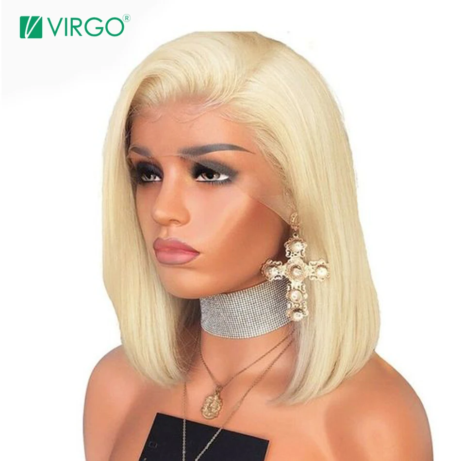 

Virgo Short Bob Wig 613 Blonde Lace Front Human Hair Wigs Pre Plucked With Baby Hair Honey Blonde Straight Lace Front Wig Remy