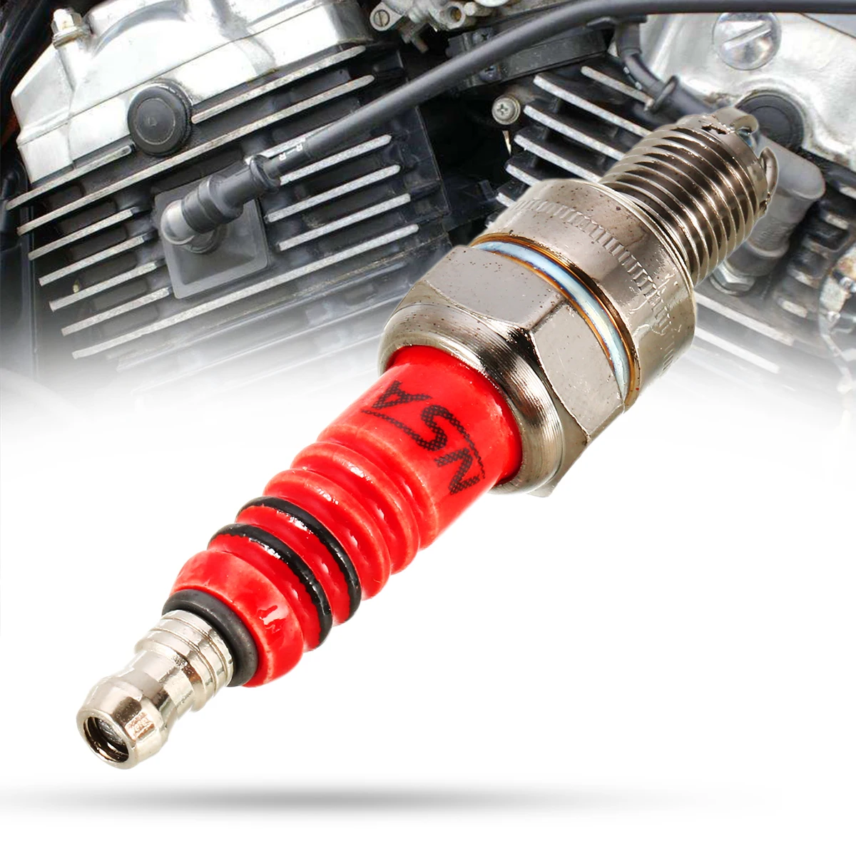 Mayitr 1pc High Performance A7TC Spark Plug Three-Electrode Spark Plug Universal Replacement For 50cc-150cc ATV Motorcycle