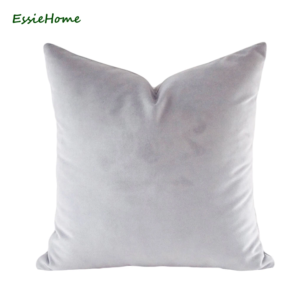 ESSIE HOME Luxury Matte Cotton Velvet Silver Grey Velvet Cushion Cover