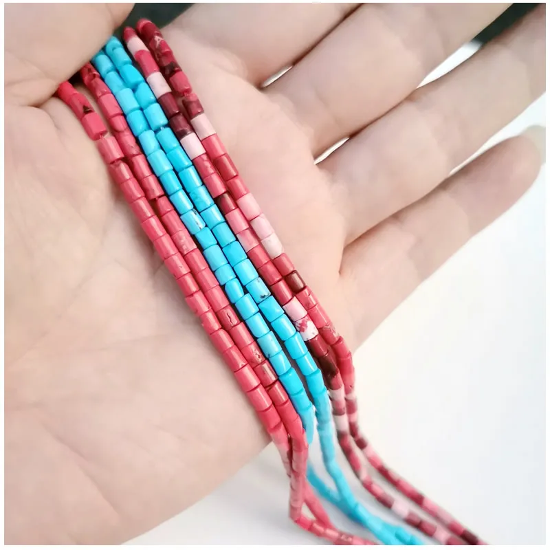 

Wholesale 3X4mm round stick red Turquoises Spacer Beads Loose Round Natural Stone Bracelet Rondelle Beads For DIY Jewelry Making