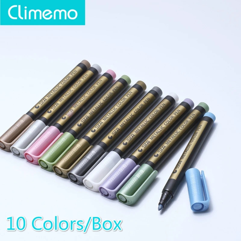 

Climemo 10 Colors/Box Art Markers, Metallic Marker Stationery Art Pens for Black Card Highlighter NP272