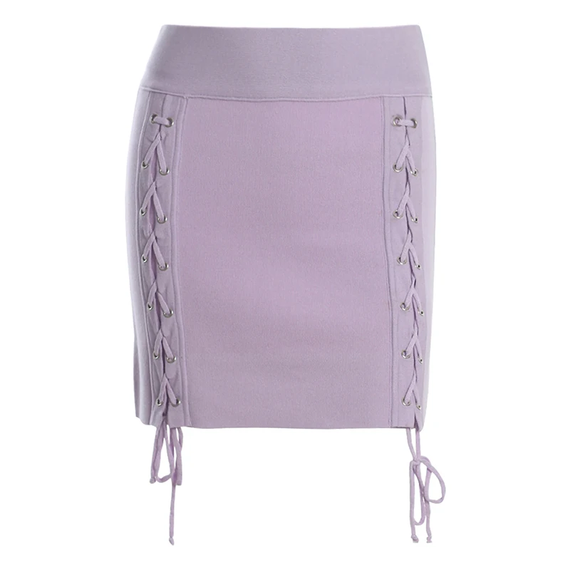 Yanueun Spring Autumn Winter Hot Bottoms New Lace up Mini Skirt Womens Short Sweet Knitted Sexy Slim Skirts For Women