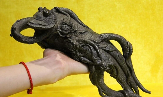

150401 S0288 11 China Royal Palace Copper Bronze Lucky Longevity Bergamot Ginseng ruyi Statue discount 30% (C0324)