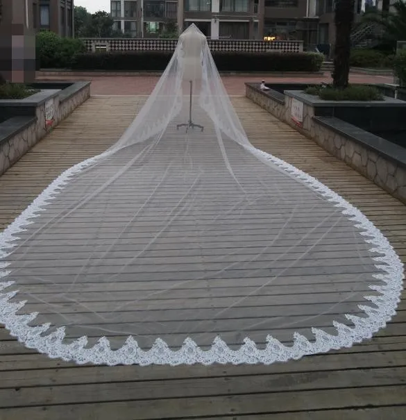 Aliexpress Ruthshen Real Royal Cathedral Length Wedding Ruthshen Real Royal Cathedral Length Wedding Veils 3m 6m Lace Liques One Layer Long Dresses Accessories Bridal Veil