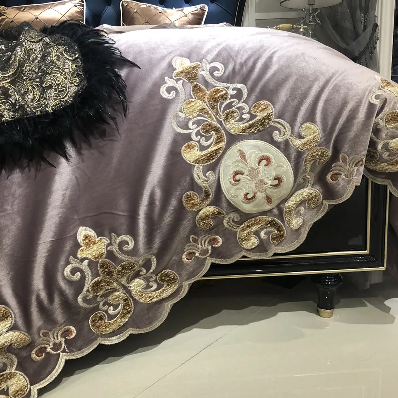 Waliicorners Luxury embroidery Bedding Sets Bedclothes Duvet/Quilt Cover AB side Bed Linen Sheet palace royal Set Queen King Size 18 3