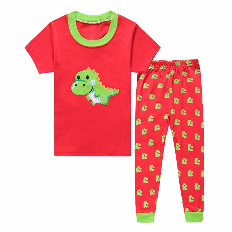 

JQS-04, Dinosaur, 1set Children boys pajamas, short sleeve clothing sets for 2-7Y, 100% cotton jersey (2pcs free shipping)